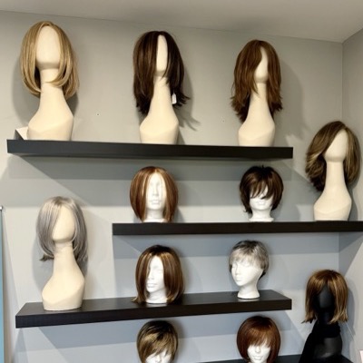 Wig collection on display at From the Neck Up